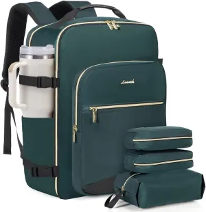 LOVEVOOK 40L Large Travel Backpack for Women Men, 17 Inch Carry on Backpack for Traveling on Airplane, Personal Item Travel Bag Airline Approved, Business Causal Weekender Backpack, Green-Black