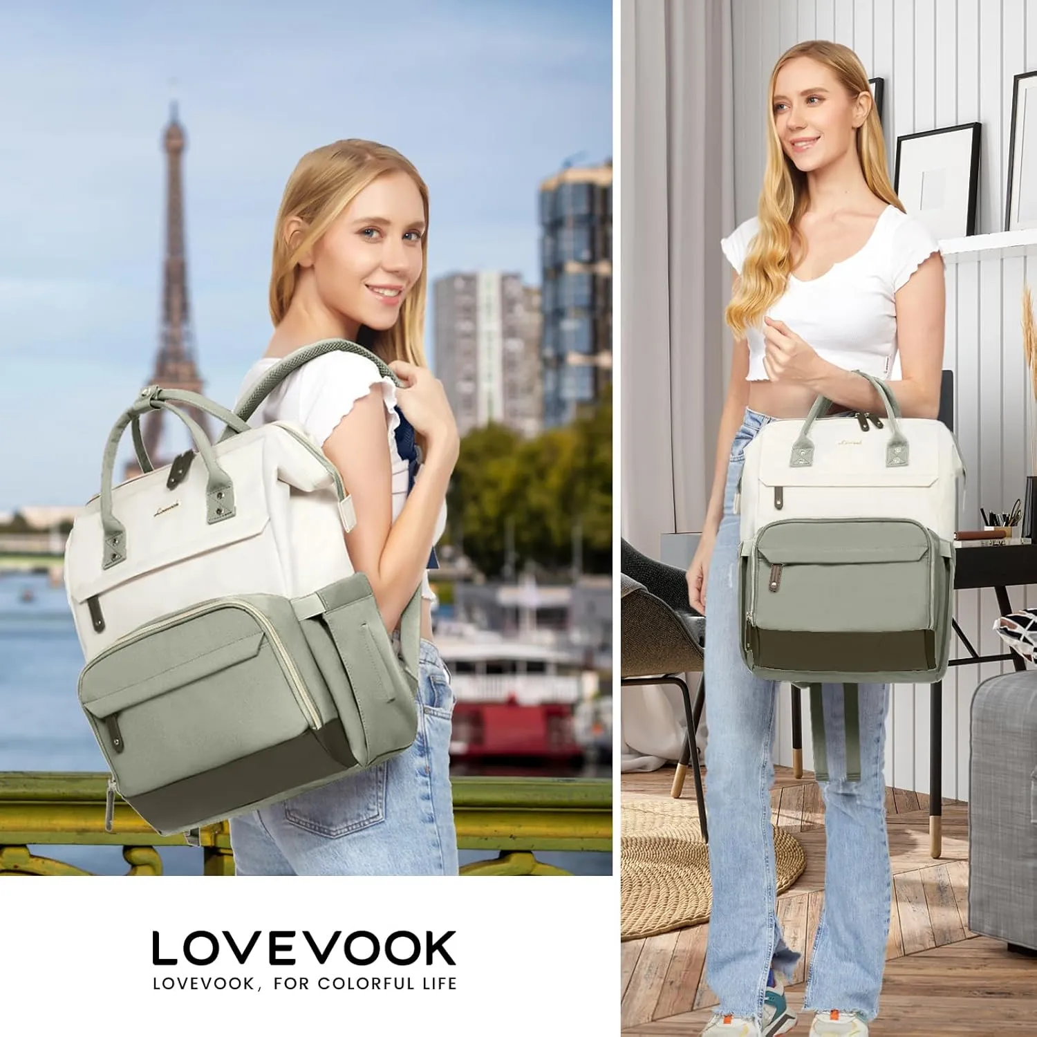 LOVEVOOK Laptop Backpack for Women, 15.6 Inch Work Business Backpacks Purse with USB Port, Large Capacity Nurse Bag College Bookbag for School, Waterproof Casual Daypack for Travel