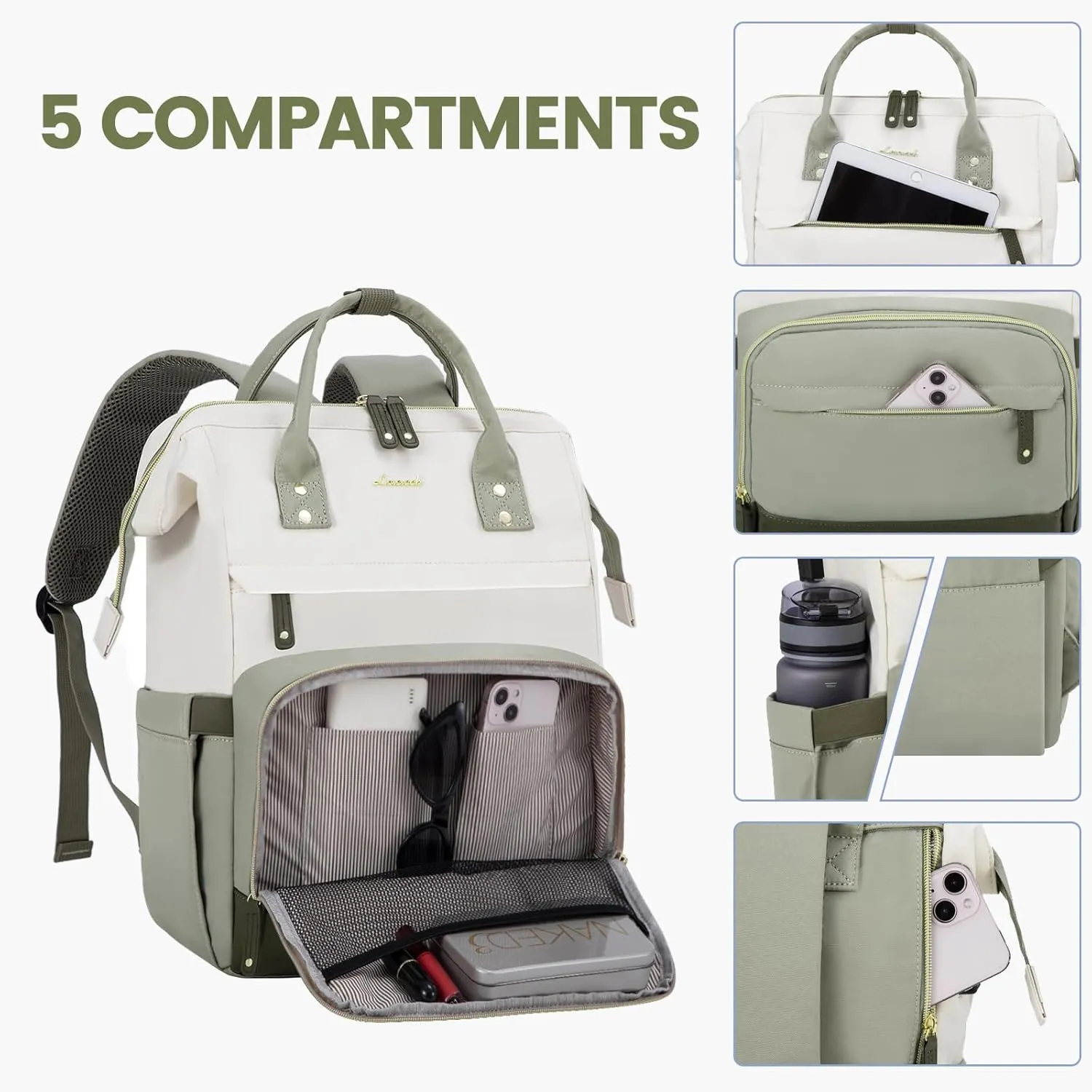 LOVEVOOK Laptop Backpack for Women, 15.6 Inch Work Business Backpacks Purse with USB Port, Large Capacity Nurse Bag College Bookbag for School, Waterproof Casual Daypack for Travel