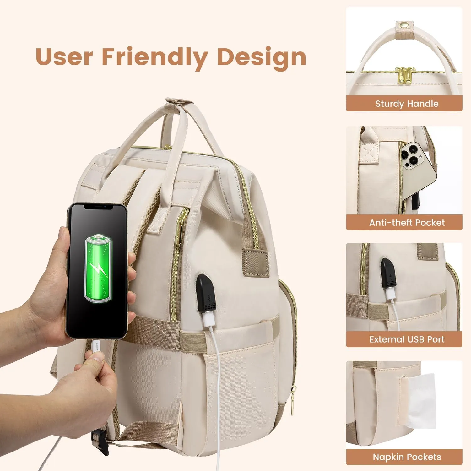LOVEVOOK Laptop Backpack Purse for Woman Fashion Work Backpack for Travel Business Teacher Nurse Computer Bag 15.6-Inch Backpack