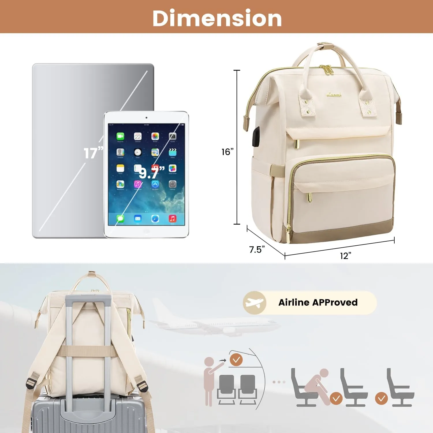 LOVEVOOK Laptop Backpack Purse for Woman Fashion Work Backpack for Travel Business Teacher Nurse Computer Bag 15.6-Inch Backpack