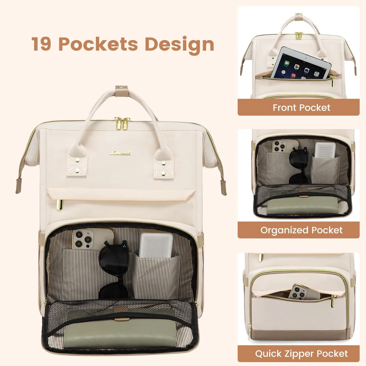 LOVEVOOK Laptop Backpack Purse for Woman Fashion Work Backpack for Travel Business Teacher Nurse Computer Bag 15.6-Inch Backpack