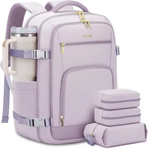 LOVEVOOK Travel Backpack For Women Flight Approved, 50L Large Carry On Backpack For Airplanes, Personal Item Travel Bag, Waterproof 18 Inch Laptop Backpack For Business Weekender Overnight, 4Pcs Set