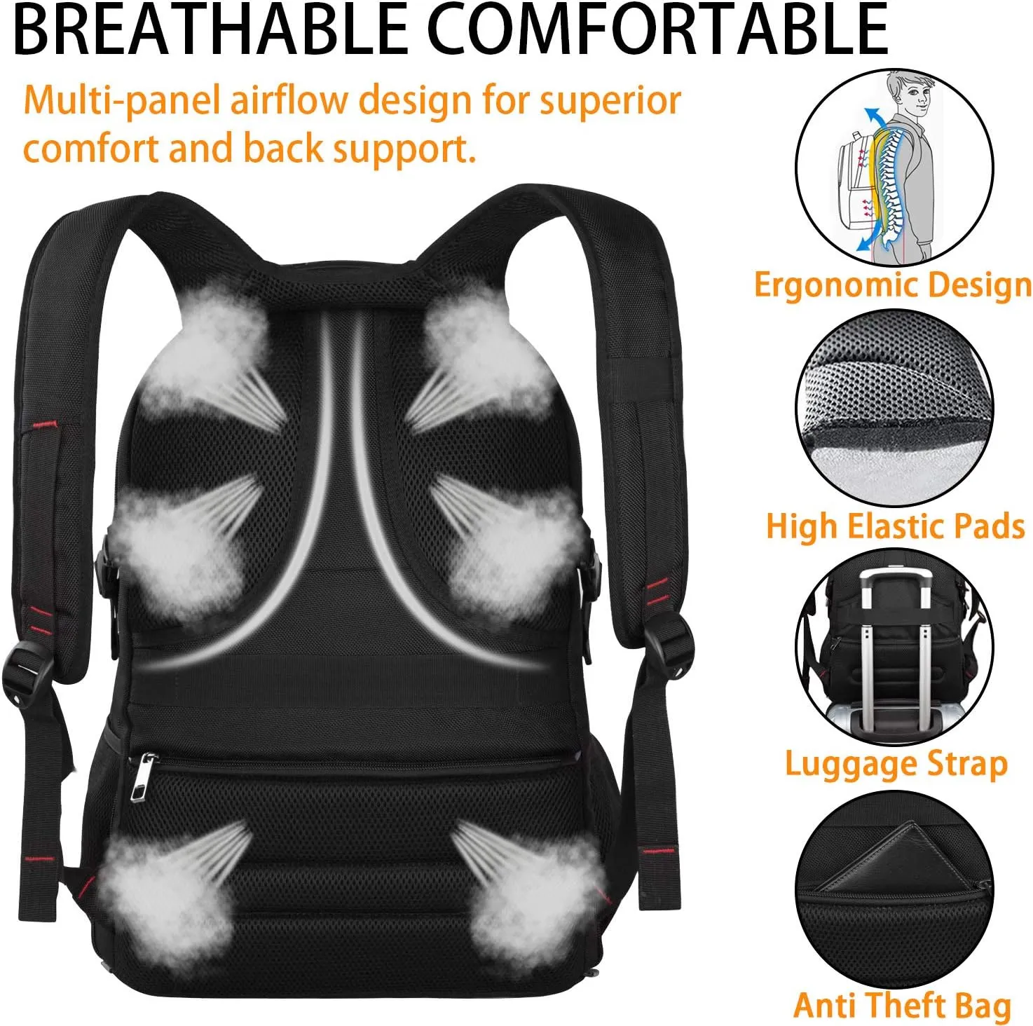 LTINVECK Travel Laptop Backpack, Extra Large Backpack for Men Women with USB Charging Port, TSA Friendly Heavy Duty Big Business Computer Backpacks Bag Fit 17 Inch Laptops, RFID Backbag