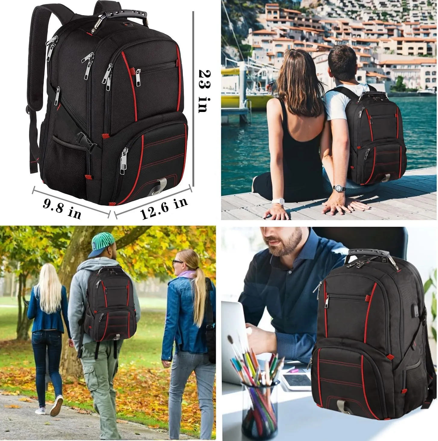 LTINVECK Travel Laptop Backpack, Extra Large Backpack for Men Women with USB Charging Port, TSA Friendly Heavy Duty Big Business Computer Backpacks Bag Fit 17 Inch Laptops, RFID Backbag