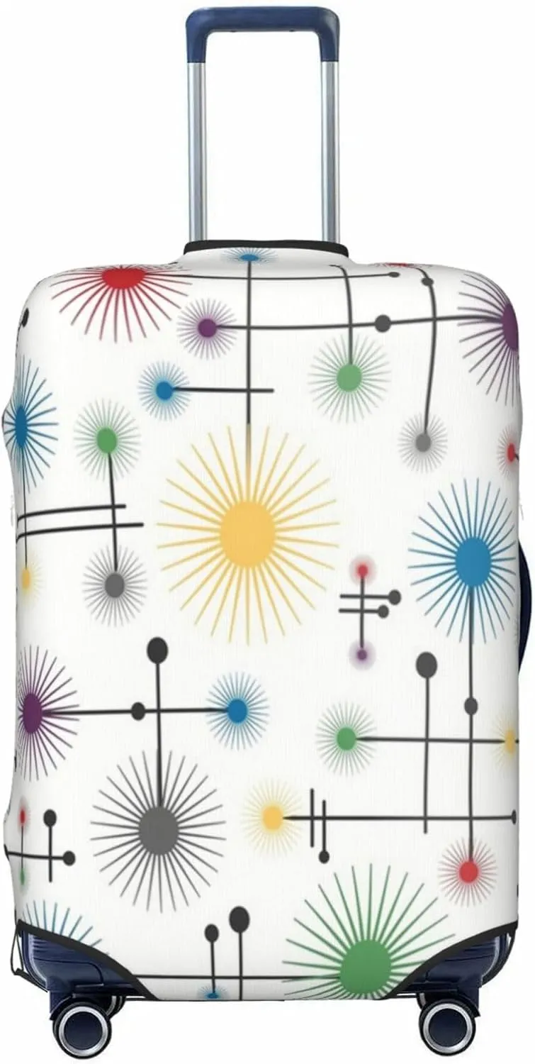 Luggage Cover For Travel Star Retro Go Mid Century Modern Lines– High Elasticity Ideal For Travel 20-28 Inch.