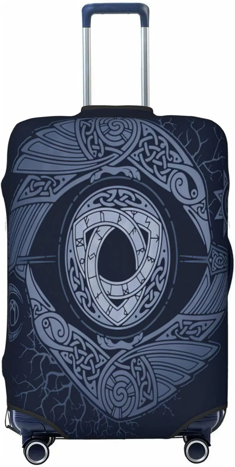 Luggage Cover For Travel Vikings Norse Mythology Odin Ravens– Scratch-Resistant Business Trips 20-28 Inch.