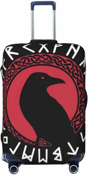Luggage Cover For Travel Vikings Norse Mythology Pagan Rune Ravens– Scratch-Resistant Ideal For Travel 20-28 Inch.