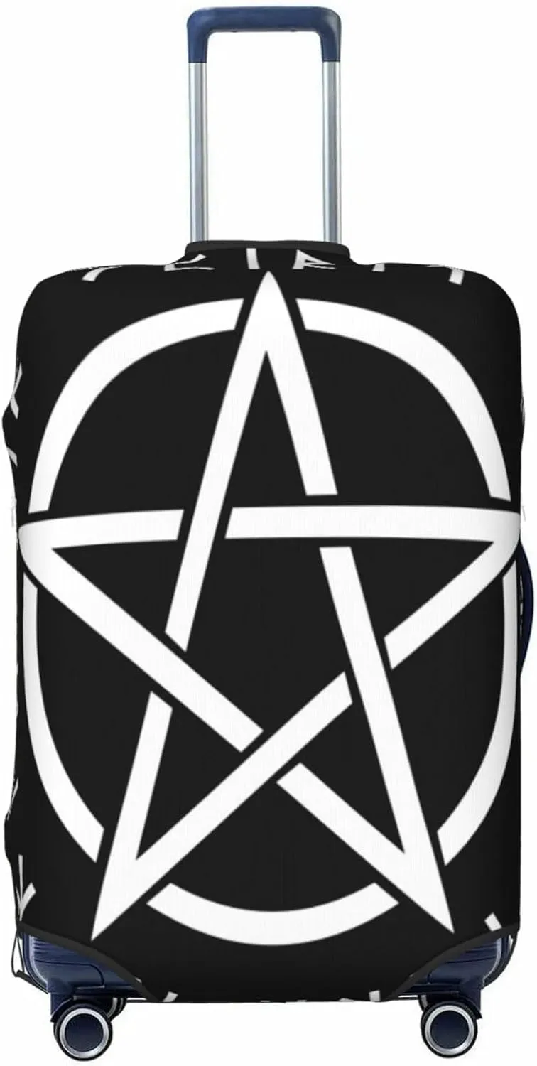 Luggage Cover For Travel Wiccan Occult Pentagram Pentacle– Scratch-Resistant Ideal For Travel 20-28 Inch.