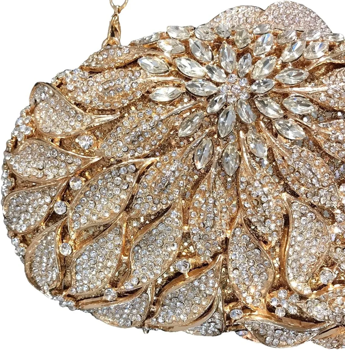 Luxury Crystal Clutch Rhinestones Evening Bag Hollow Out 3D Flower Handbag Evening Wedding Prom Bag
