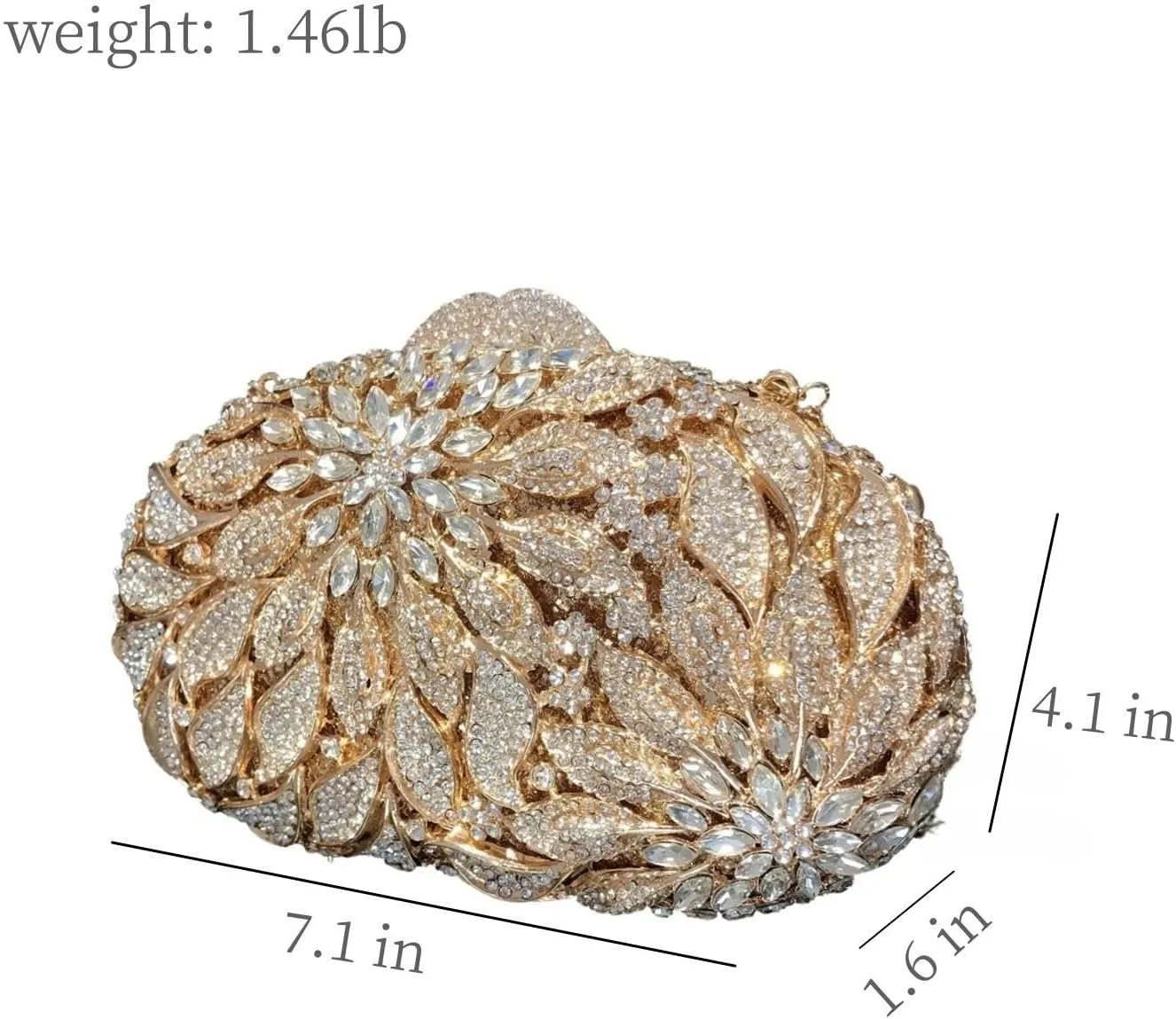 Luxury Crystal Clutch Rhinestones Evening Bag Hollow Out 3D Flower Handbag Evening Wedding Prom Bag