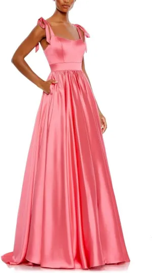 Mac Duggal Womens Satin Ballgown Evening Dress