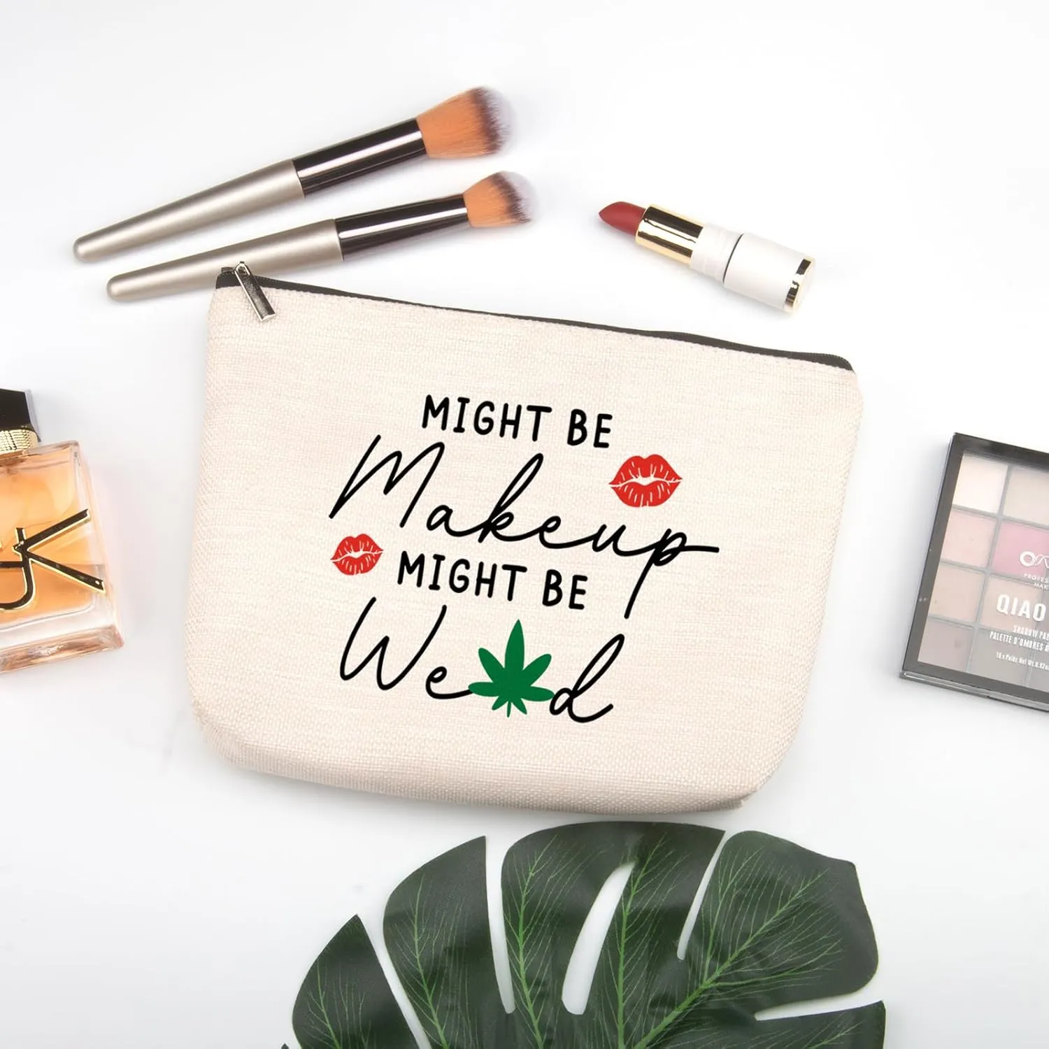 Makeup Bag For Women Might Be Makeup Might Be Weed Zip Travel Bag Humor Leaves Makeup Pack Gifts For Friends Sisters Colleagues