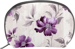 Makeup Bag Organizer,Cosmetic Bags for Women,Purple Flower Simple Floral,Small Makeup Pouch