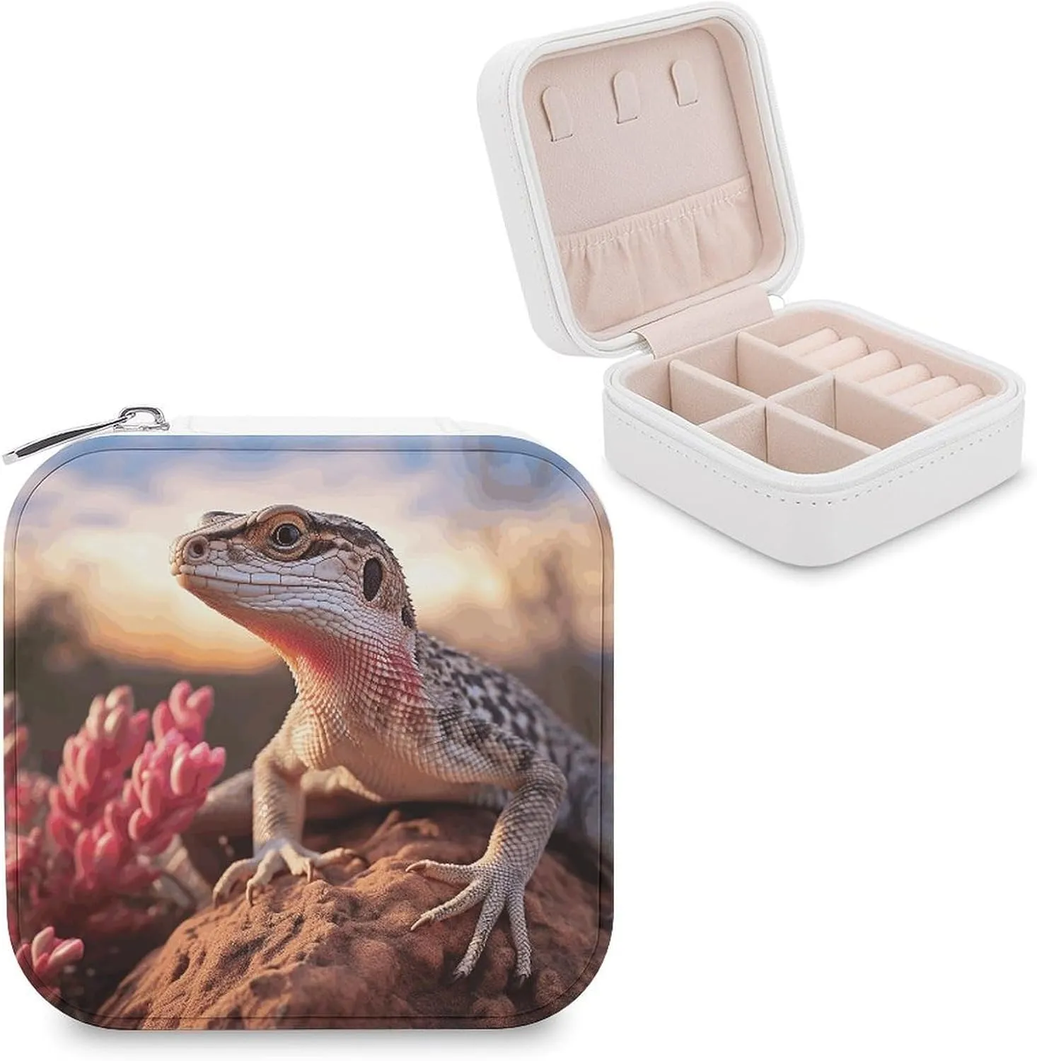 Makeup Mirror, White Lizard Printed Makeup Mirror,portable Makeup Mirror,durable Makeup Mirror,office Makeup Mirror