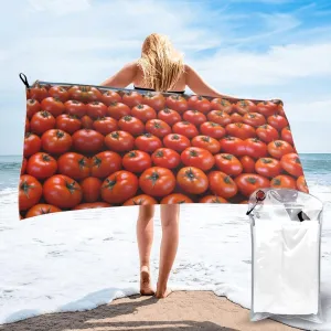 Many Tomatoes Premium Compact Microfiber Travel Towel-Featherlight & Quick Dry,Sand-Resistant Beach Towel for Swimming,Camping,Vacation Essentials with Carry Pouch