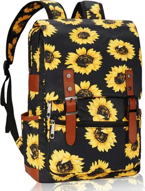 MCWTH Sunflower School Backpack for Girls Women, 15.6 inch Laptop Backpacks Bookbags for College Travel