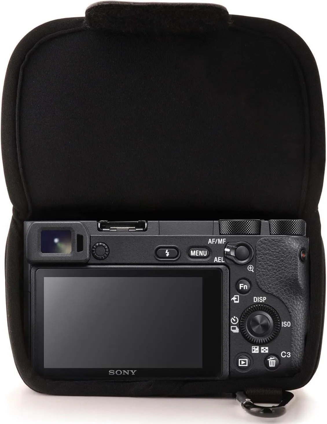 MegaGear MG064 Ultra Light Neoprene Camera Case Compatible with Sony Alpha A6400, A6500, A6300, A6000 (16-50 mm)-Black (MG063)