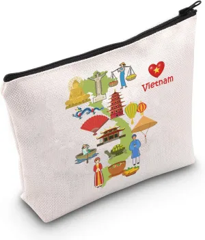 MEIKIUP Vietnam Travel Gift Vietnam Holiday Vacation Travel Makeup Bag Vietnam Culture Gifts Vietnam Travel Lover Gifts (Vietnam bag)