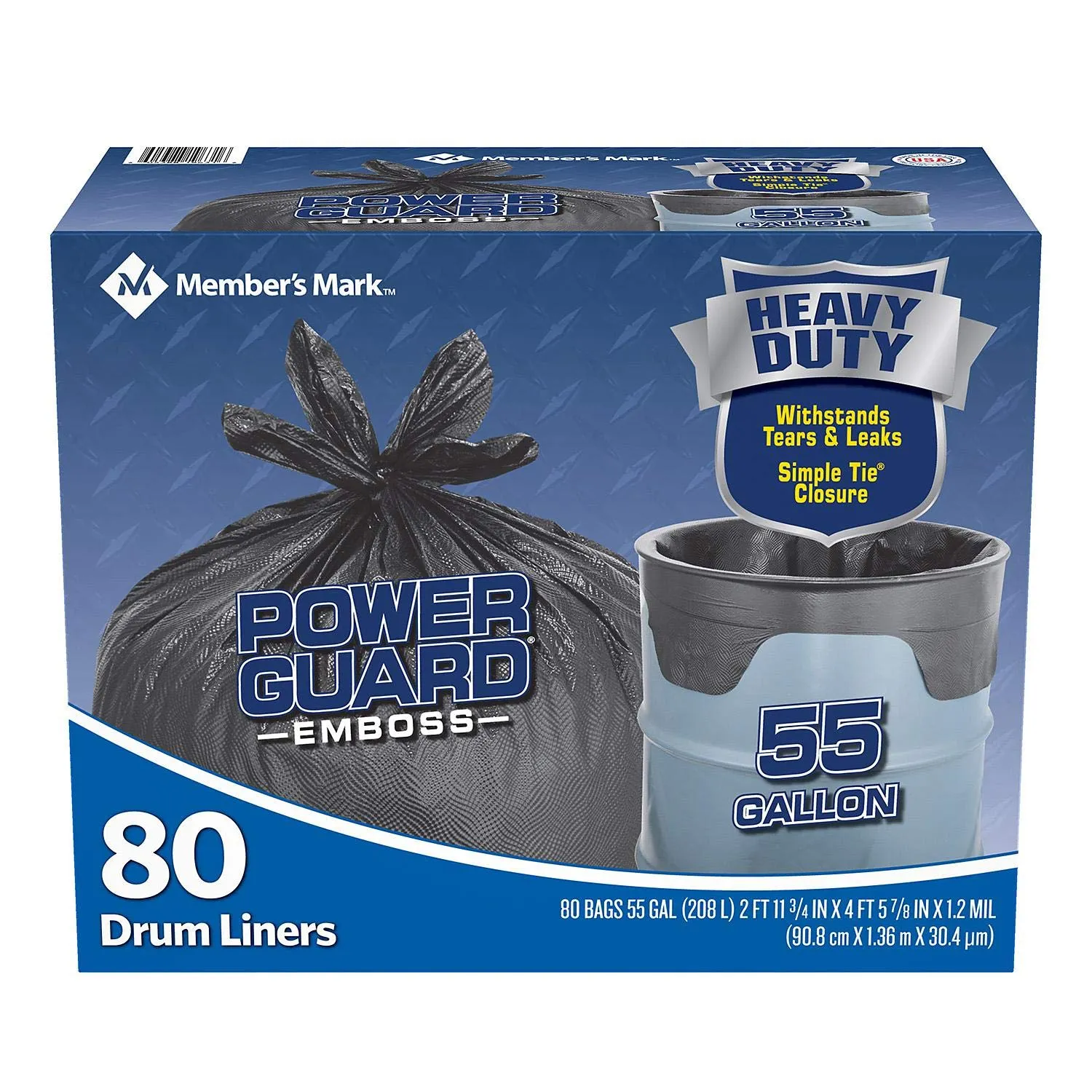 Member's Mark Simple Tie Drum Liner - 55 gal - 80 Count (4 Pack)