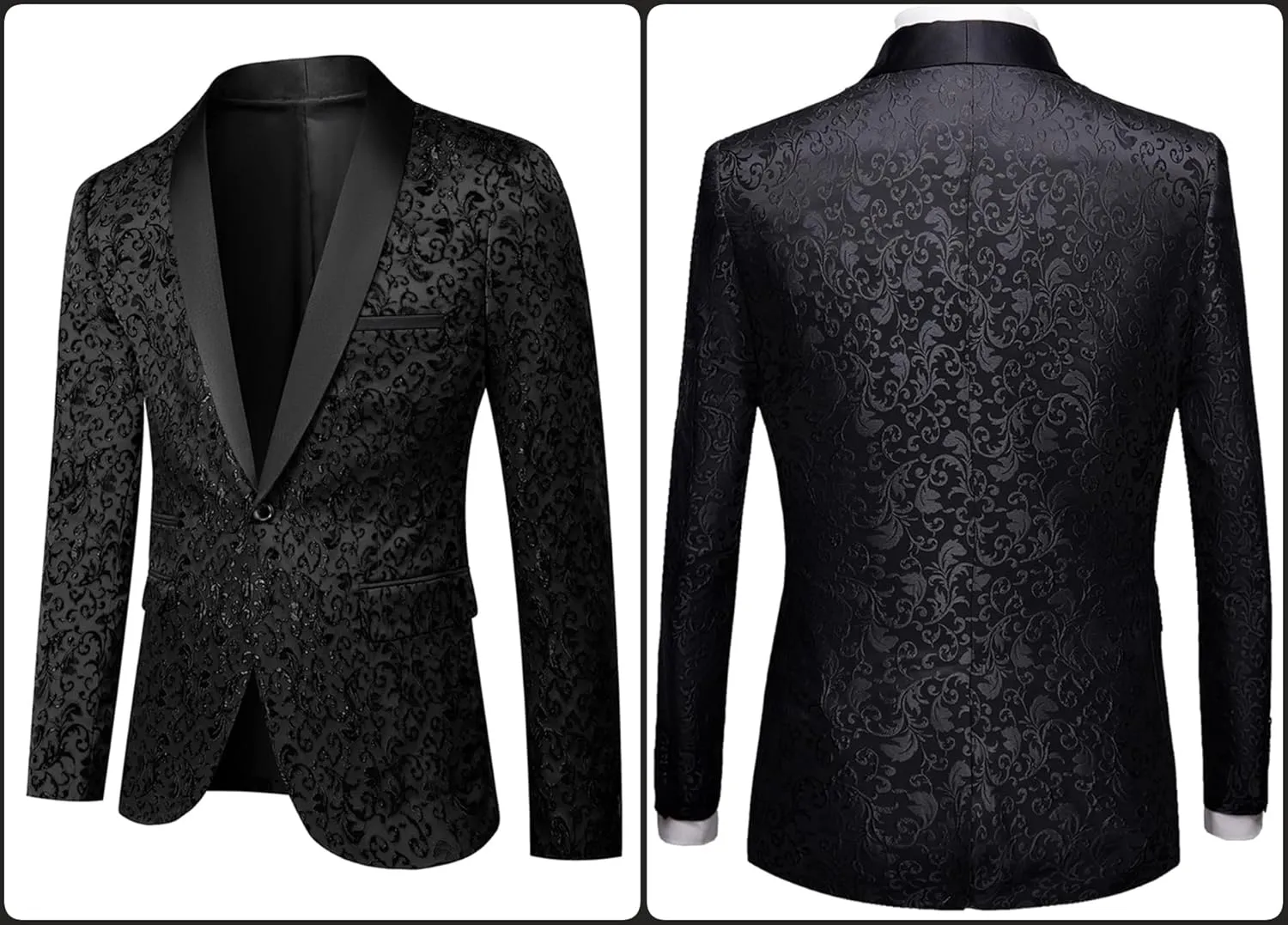 Mens 2 Piece Floral Tuxedo Jacket Paisley Shawl Lapel Suit Blazer Jacket for Dinner,Prom,Wedding
