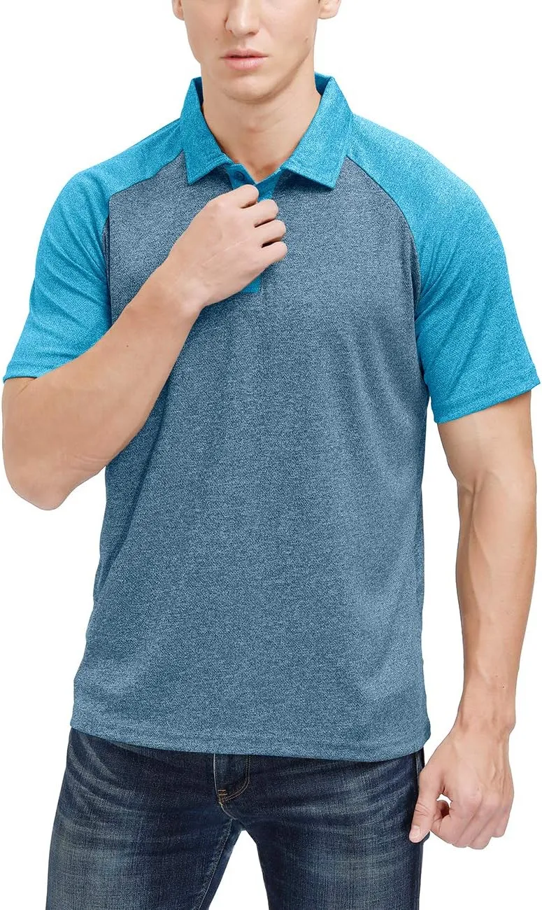 Men's Casual Short Sleeve Moisture Wicking Performance Golf Polo Contrast Color Patchwork Pique Shirts Tops