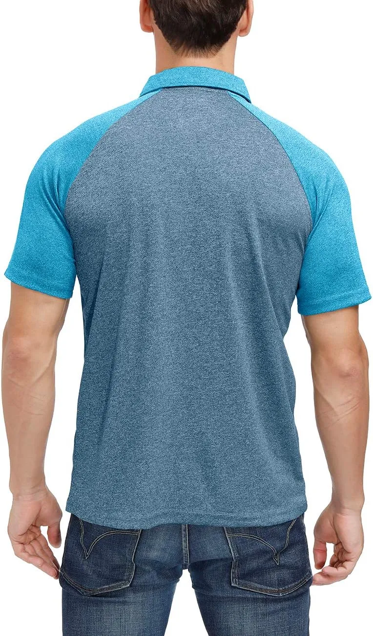 Men's Casual Short Sleeve Moisture Wicking Performance Golf Polo Contrast Color Patchwork Pique Shirts Tops