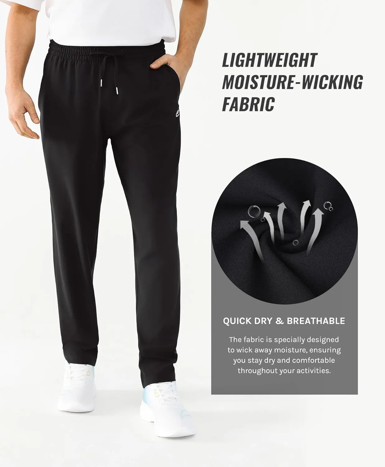 Men's Lightweight Quick-Dry Hiking Pants Water Resistant Elastic Waist with Pockets for Travel Running Fishing
