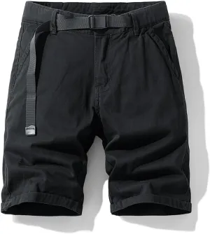Men's Slim Fit Casual Cargo Shorts Summer Solid Drawstring Cotton Work Shorts
