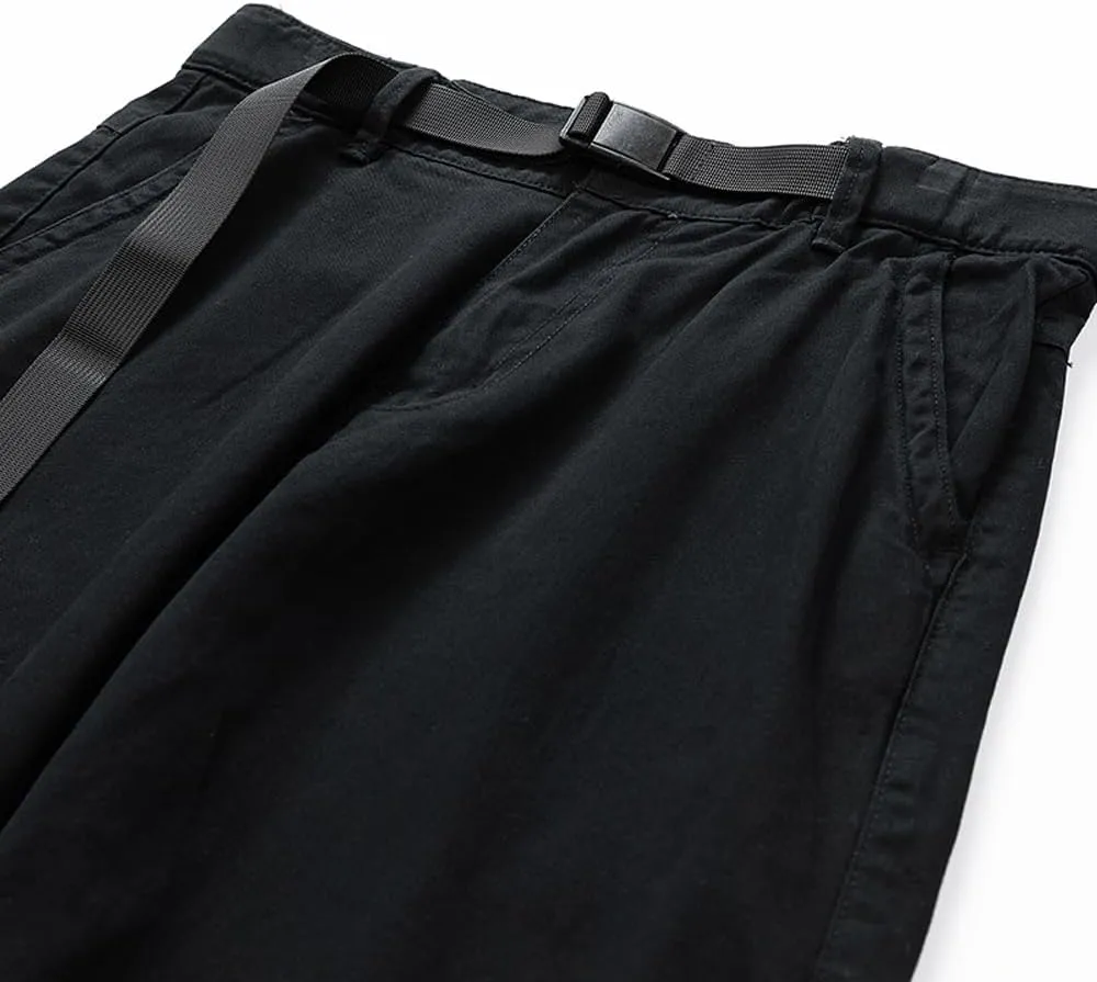 Men's Slim Fit Casual Cargo Shorts Summer Solid Drawstring Cotton Work Shorts