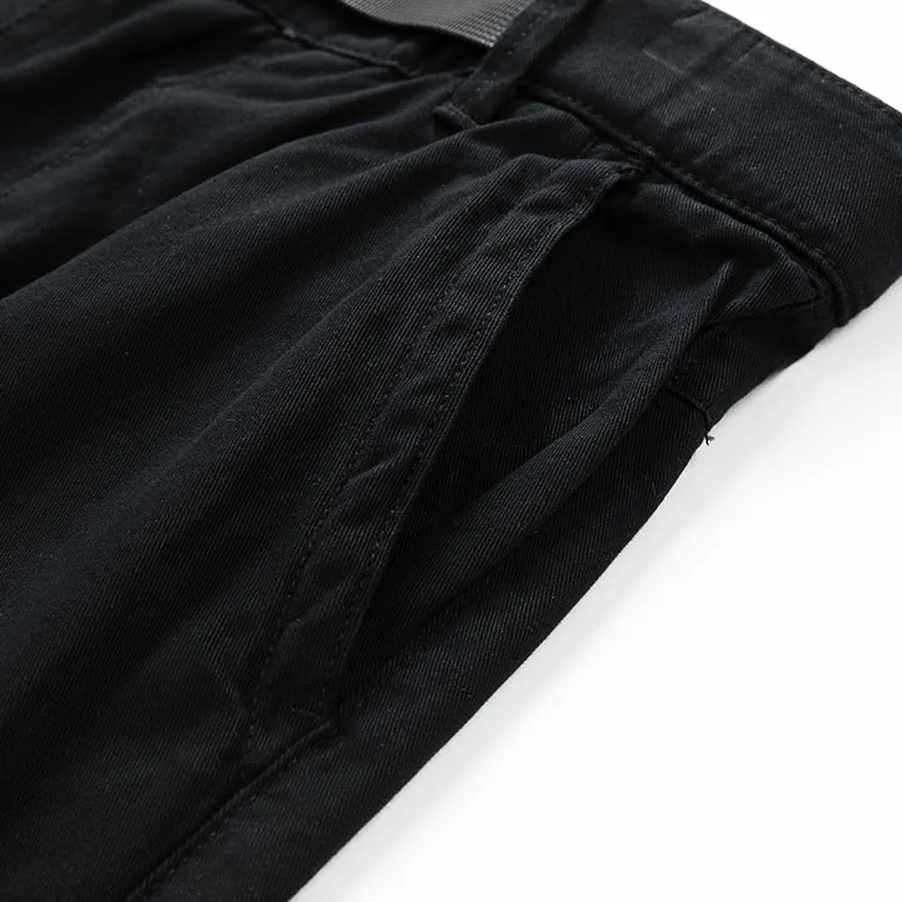 Men's Slim Fit Casual Cargo Shorts Summer Solid Drawstring Cotton Work Shorts