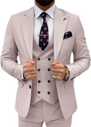 Mens Suit 3 Piece Slim Fit Suits for Men Double Breasted Suit Wedding Prom Suits Formal Business Dinner Tuxedo