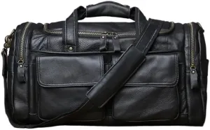 Men's Top Layer Cowhide Travel Handbag With Large Capacity Casual And Simple Genuine Leather Crossbody Luggage Bag(1)