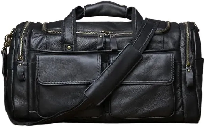 Men's Top Layer Cowhide Travel Handbag With Large Capacity Casual And Simple Genuine Leather Crossbody Luggage Bag(1)