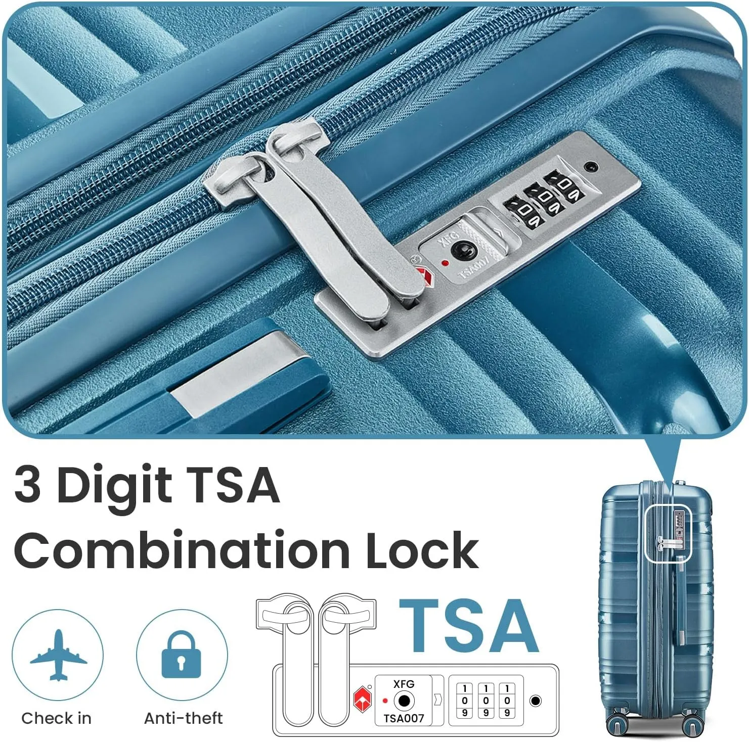 Merax 4-Piece Expandable Luggage Set (14/20/24/28 Inch) Lightweight Hardshell Suitcase with 360° Silent Spinner Wheels, TSA Lock, Waterproof for Family Travel (Peacock Blue, TYPE B 4PCS)