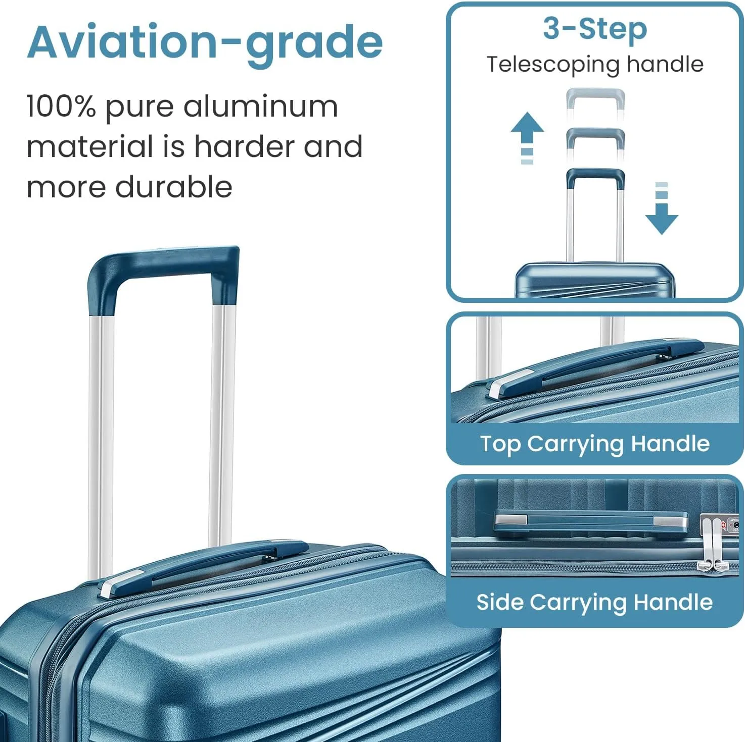 Merax 4-Piece Expandable Luggage Set (14/20/24/28 Inch) Lightweight Hardshell Suitcase with 360° Silent Spinner Wheels, TSA Lock, Waterproof for Family Travel (Peacock Blue, TYPE B 4PCS)