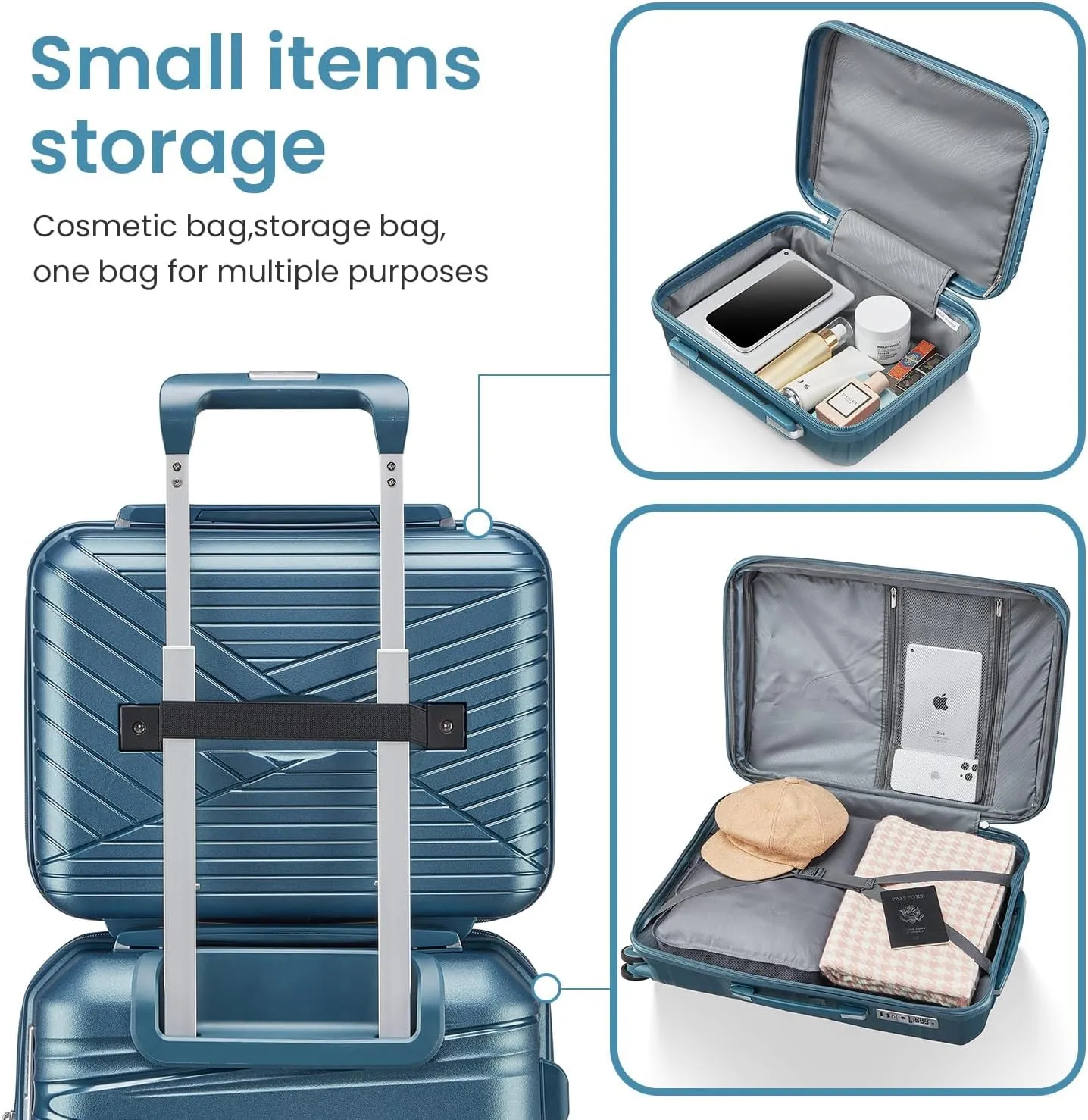 Merax 4-Piece Expandable Luggage Set (14/20/24/28 Inch) Lightweight Hardshell Suitcase with 360° Silent Spinner Wheels, TSA Lock, Waterproof for Family Travel (Peacock Blue, TYPE B 4PCS)