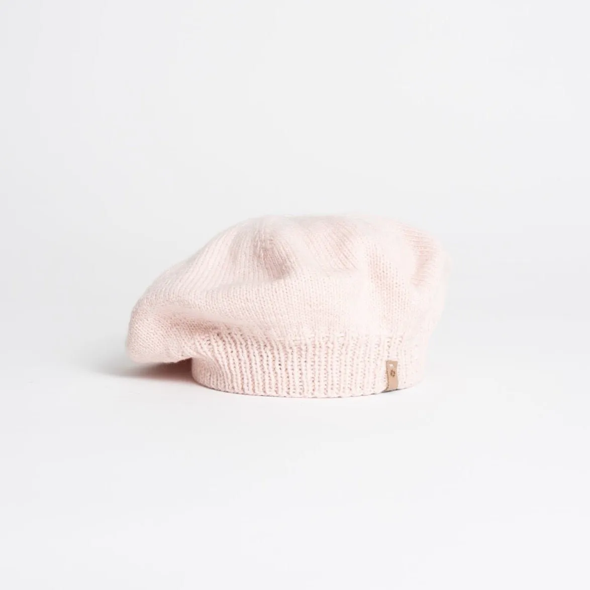 Merino Handknit Beret in Blush Pink