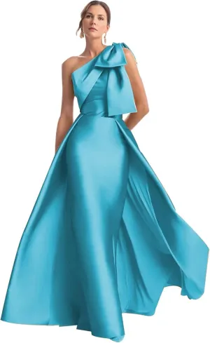 Mermaid Satin Prom Dresses for Women One Shoulder Long Ball Gown Bownet Floor Length Formal Evening Dress