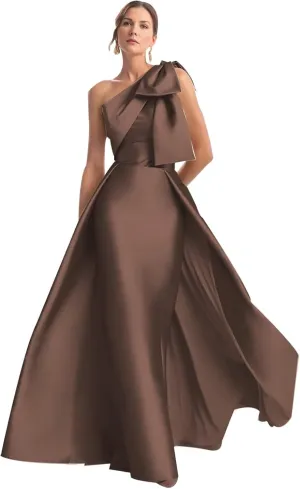 Mermaid Satin Prom Dresses for Women One Shoulder Long Ball Gown Bownet Floor Length Formal Evening Dress