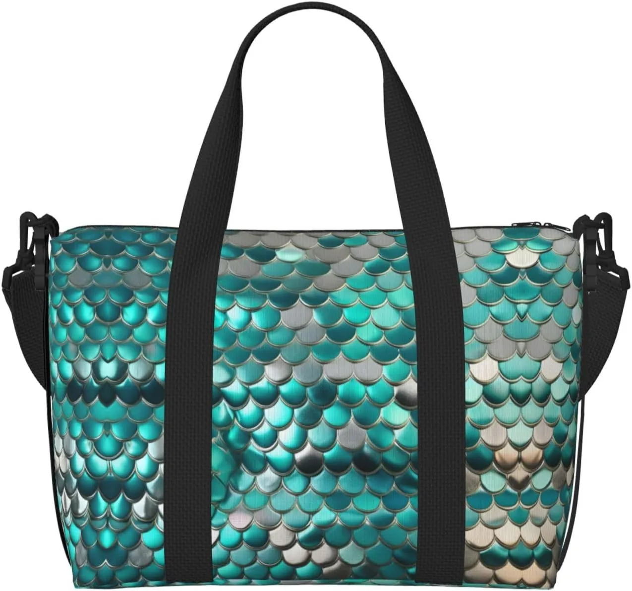 Mermaid Scale Print Portable Travel Duffel Bag,Ideal For Business And Private Travel