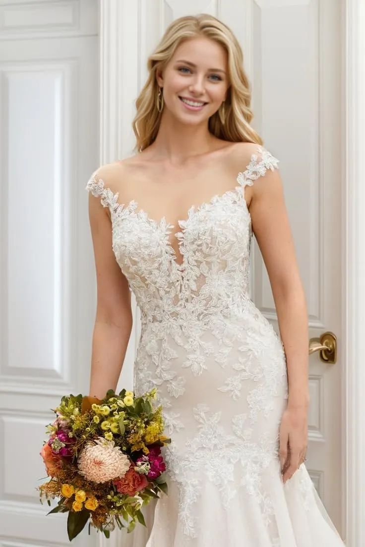 Mermaid Wedding Dresses for Bride 2024 Lace Bridal Gowns Beach Bridal Dress for Wedding Gowns, Style1-ivory