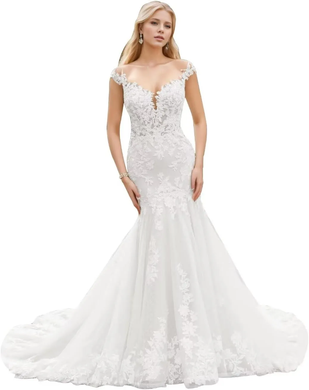 Mermaid Wedding Dresses for Bride 2024 Lace Bridal Gowns Beach Bridal Dress for Wedding Gowns, Style1-ivory