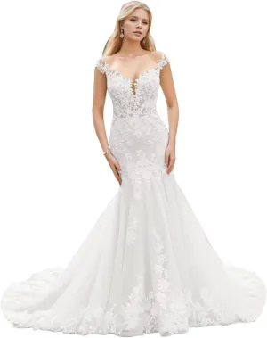 Mermaid Wedding Dresses for Bride 2024 Lace Bridal Gowns Beach Bridal Dress for Wedding Gowns, Style1-ivory