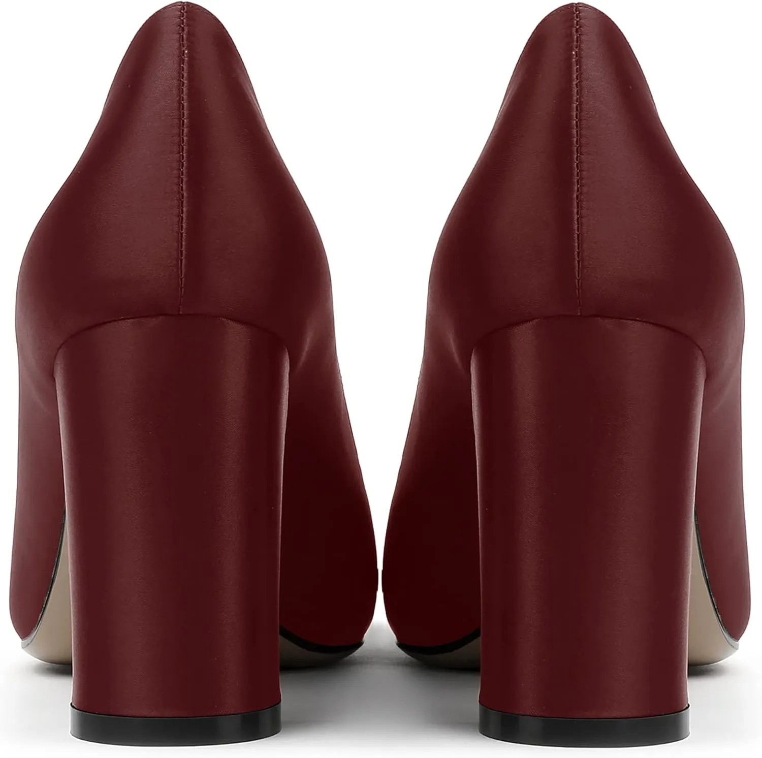 MERRORI Women's Dress Satin Pointed Toe Slip On Elegant Evening Chunky High Heel Pumps Shoes 3.3 Inch