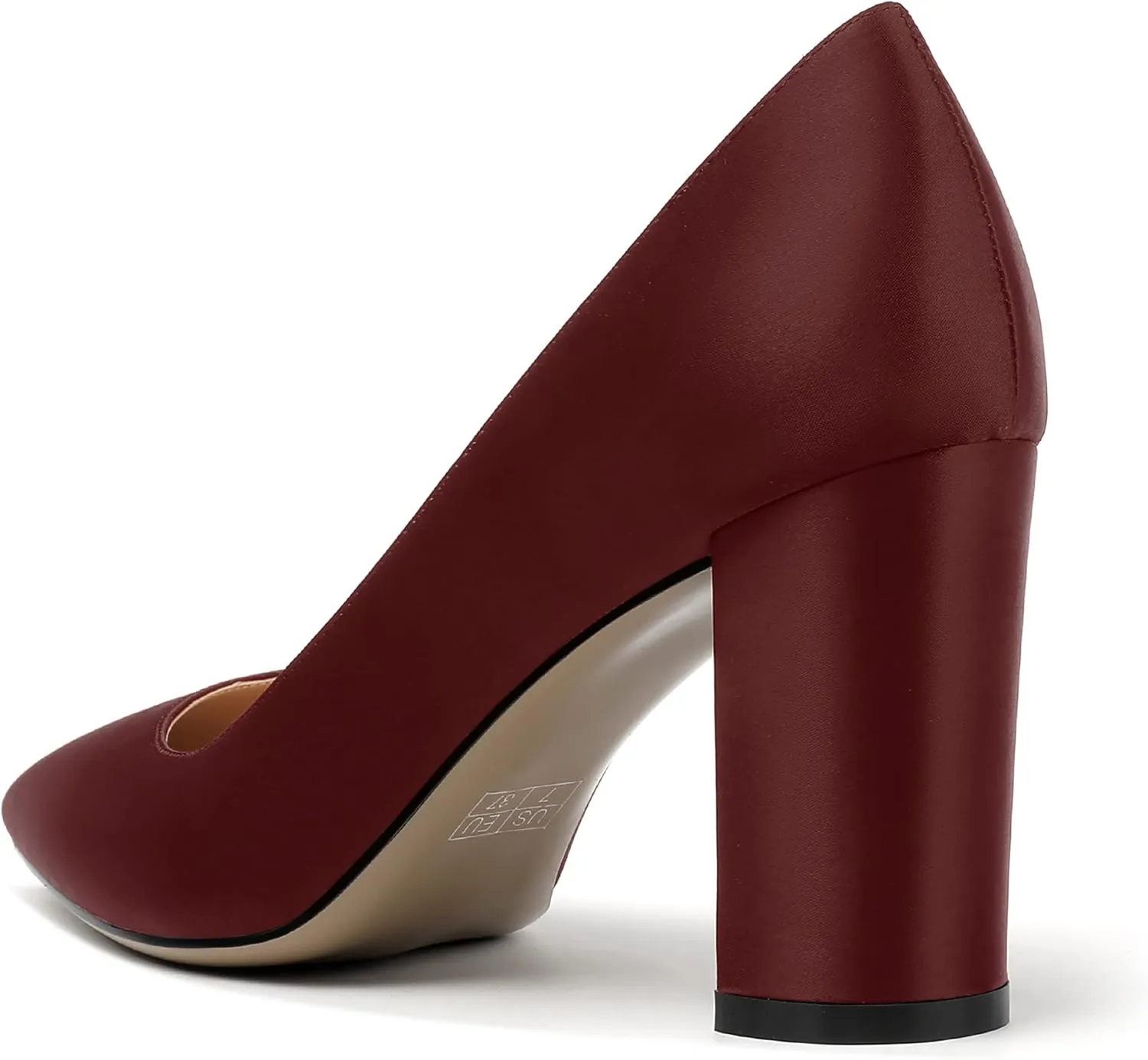 MERRORI Women's Dress Satin Pointed Toe Slip On Elegant Evening Chunky High Heel Pumps Shoes 3.3 Inch
