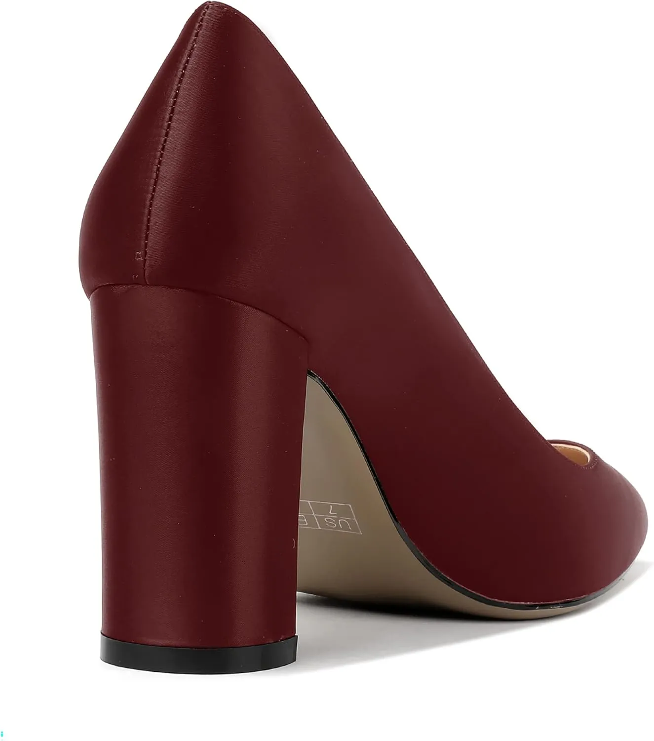 MERRORI Women's Dress Satin Pointed Toe Slip On Elegant Evening Chunky High Heel Pumps Shoes 3.3 Inch