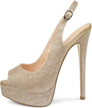 MERUMOTE Women's Platform Stiletto Heels Shoes Peep Toe Pumps 6 inch Heels for Dress Wedding Party