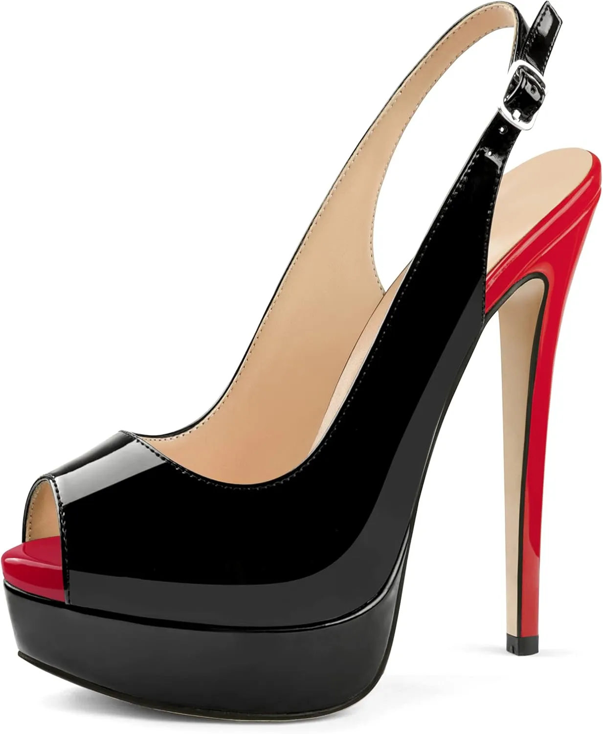 MERUMOTE Women's Platform Stiletto Heels Shoes Peep Toe Pumps 6 inch Heels for Dress Wedding Party