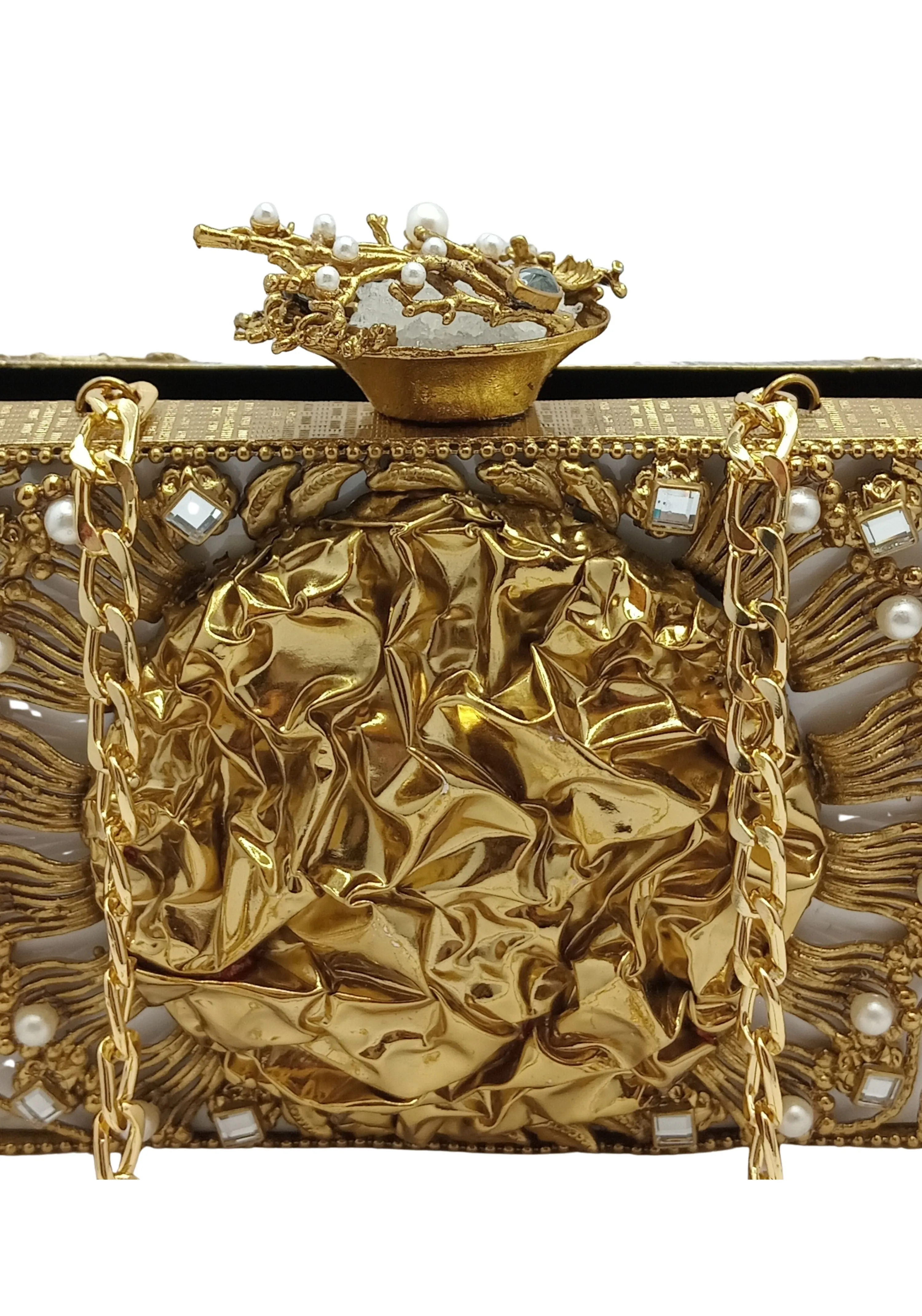 Mesh Crystal Clutch
